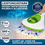 MAXXMEE Milbensauger Vibration mit HEPA-13, UV-C-Licht, 8 kPa Saugkraft, 300 W, 3000 Vibrationen/min entfernt Milben und Allergene.