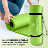 #DoYourFitness Fitnessmatte In- & outdoor Yoga, Gymnastik 183x61x1,5 cm grün, rutschfest, leicht zusammenrollbar mit Tragegurt.