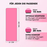 #DoYourFitness Fitnessmatte 183x61x1,5 cm Pink rutschfest, robust, ideal für Yoga, Gymnastik, In- & Outdoor, mit optimaler Dämpfung und Komfort.