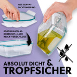 GOURMETmaxx Glas-Frischhaltedosen Klick-it 8-tlg. mit 4-fach-Klickverschluss und Silikon-Dichtungsring, absolut dicht und tropfsicher.