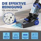 CLEANmaxx Teppichreiniger Pro+ entfernt Faserschmutz mit 800 W, Heißluft, Vibration – für Teppiche und Hartböden.