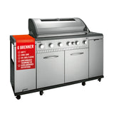 LANDMANN Gasgrill Rexon 6.1 cooK Edelstahl mit 6 Brennern, Cook-Zone, abnehmbarem Thermometer und ausklappbarem Seitentisch.