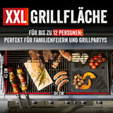 LANDMANN Gasgrill Rexon 6.1 cooK Edelstahl mit XXL Grillfläche 94x43 cm, ideal für bis zu 12 Personen und Familienfeiern.