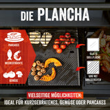 LANDMANN Gasgrill Rexon 6.1 cooK Edelstahl mit Plancha-Grillfläche, seitlichem Brenner, ideal für Gemüse, Meeresfrüchte und Pancakes.