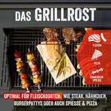 LANDMANN Gasgrill Rexon 6.1 cooK Edelstahl mit vielseitigem Grillrost für Fleisch, Pizza und Schaschlikspieße, großer Grillfläche und Seitenbrenner.
