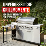 LANDMANN Gasgrill Rexon 6.1 cooK Edelstahl mit 6 Brennern, Seitenbrenner, stabilem Seitentisch und großer Grillfläche.