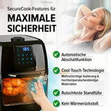GOURMETmaxx Heißluftfritteuse - 9 l Ofen mit Drehspieß, Cool-Touch-Technologie und automatischer Abschaltfunktion für maximale Sicherheit.
