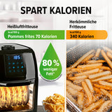GOURMETmaxx Heißluftfritteuse - 9 l Ofen mit Drehspieß, spart 80% Fett, 70 statt 340 Kalorien bei Pommes frites.