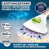 CLEANmaxx Milbensauger Vibration Weiß/Limegreen mit 10 kPa, 300 W, 5000 Vibrationen/min entfernt 99,9 % Milben und Allergene.