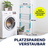 EASYmaxx Elektro-Wäscheständer 900 mit Rollen, 2 Etagen & 2 Bügel-Seitenflügeln, platzsparend und klappbar für kleine Wohnungen.