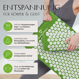 DoYourFitness Akupressur-Set Jimuta grün mit Nadelmatte und Nackenkissen zur Entspannung und Förderung der Durchblutung.