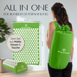 DoYourFitness Akupressur-Set Jimuta 20x20x42 cm grün mit Nadelmatte, Nackenkissen und Tragetasche für Entspannung.
