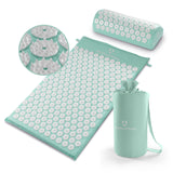DoYourFitness Akupressur-Set Jimuta türkis mit Nadelmatte, Nackenkissen und Tragetasche für Entspannung und Durchblutungsförderung.