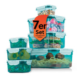 GOURMETmaxx Frischhaltedosen Klick-it 14-tlg. smaragd/transparent, stapelbar, Aromaschutz, ideal zum Aufbewahren und Einfrieren.