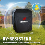 LANDMANN Wetterschutzhaube Premium 60x96x120cm schwarz, wasser- und UV-beständige Abdeckung aus robustem 600D Polyestergewebe.