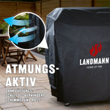 LANDMANN Wetterschutzhaube Premium 60x96x120cm schwarz mit atmungsaktivem 600D Polyestergewebe und Lüftungsschlitzen gegen Schimmel und Rost.