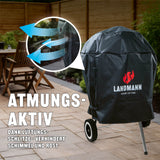 LANDMANN Wetterschutzhaube Premium 90x70x70cm schwarz, atmungsaktiv, wasserdicht, UV-beständig, schützt vor Rost und Schimmel.