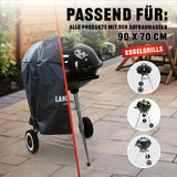 LANDMANN Wetterschutzhaube Premium 90x70x70cm schwarz, schützt Kugelgrills vor Wetter, wasser- und UV-beständig, robuster 600D Polyester.