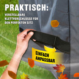 LANDMANN Premium Wetterschutzhaube 62x148x120 cm mit verstellbaren Klettverschlüssen für perfekten Sitz und einfache Anpassung.