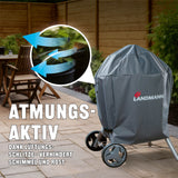 LANDMANN Wetterschutzhaube Premium 90x70x70 cm grau mit Lüftungsschlitzen, UV-beständig, wasserdicht und kältebeständig bis -20 °C.