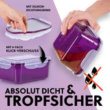 GOURMETmaxx Frischhaltedosen Klick-it 14-tlg. lila/transparent mit 4-fach-Klickverschluss und Silikondichtungsring, absolut dicht und tropfsicher.