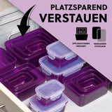 GOURMETmaxx Frischhaltedosen Klick-it 14-tlg. lila/transparent, platzsparend ineinander stapelbar, spülmaschinengeeignet, 4-fach-Klick-Verschluss.