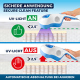 CLEANmaxx Milbensauger Vibration mit UV-C-Licht zeigt sichere Anwendung durch automatische UV-C-Abschaltung beim Anheben.