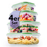 GOURMETmaxx Glas-Frischhaltedosen Klick-it 8-tlg. Limegreen, stapelbare, ofen- und mikrowellengeeignete Frischhaltedosen mit Ventil.