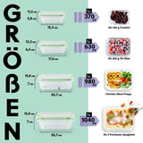 GOURMETmaxx Glas-Frischhaltedosen Klick-it 8-tlg. Limegreen mit verschiedenen Größen für Mikrowelle, Backofen und Gefrierschrank geeignet.