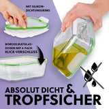 GOURMETmaxx Glas-Frischhaltedosen Klick-it 8-tlg. limegreen aus Borosilikatglas, absolut dicht, tropfsicher mit Silikon-Dichtungsring.