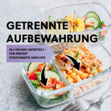 GOURMETmaxx Glas-Frischhaltedosen Klick-it 8-tlg. Limegreen mit 2 Fächern, backofen- und mikrowellengeeignet, für portionierte Gerichte.