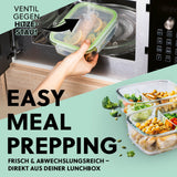 GOURMETmaxx Glas-Frischhaltedosen Klick-it 8-tlg. Limegreen, mikrowellengeeignet mit Ventil gegen Hitzestau, temperatuurbeständig bis 330 °C.