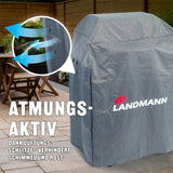 LANDMANN Wetterschutzhaube Premium grau, 55x117x90 cm, wasserdicht, atmungsaktiv mit 6 Ventilationsöffnungen, kältebeständig bis -20°C, UV-beständig