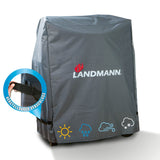 LANDMANN Premium Wetterschutzhaube M grau, wasserdicht, UV-beständig, atmungsaktiv, für Grillmaß 60x80x120 cm, mit verstellbarem Klettverschluss.