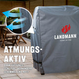LANDMANN Premium Wetterschutzhaube M (60x80x120 cm) grau, atmungsaktiv, wasserdicht, robustes 600D Polyester, schützt vor Schimmel und Rost.