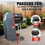 LANDMANN Premium Wetterschutzhaube M (60 x 80 x 120 cm) in grau, robust, wasserdicht, UV-beständig, ideal für Garten-Grills.