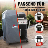 LANDMANN Premium Wetterschutzhaube 60x96x120 cm, UV-beständig, wasserdicht und kältebeständig, passend für Grillmodelle mit 100x120x60 cm Maßen.