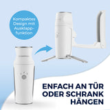 CLEANmaxx Hemdenbügler PRO KOMPAKT in Weiß/Silber mit klappbarem Design, einfach an Tür oder Schrank zum automatischen Bügeln hängen.