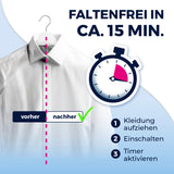 CLEANmaxx Hemdenbügler PRO KOMPAKT zeigt faltenfreies Hemd in 15 Min. mit Timer und einfacher Bedienung zum automatischen Bügeln.
