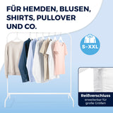 CLEANmaxx Hemdenbügler PRO KOMPAKT zeigt Vielfalt von Hemden, Blusen & Shirts in S-XXL mit erweiterbarem Reißverschluss für große Größen.