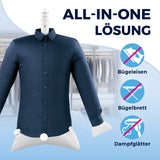 CLEANmaxx Hemdenbügler PRO KOMPAKT zeigt automatisches Bügeln ohne Bügeleisen, Bügelbrett oder Dampfglätter in kompaktem Design.