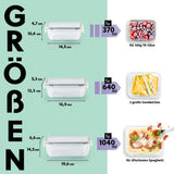 GOURMETmaxx Glas-Frischhaltedosen Klick-it 6-teilig grau, auslaufsicher, mikrowellengeeignet, 370-1040 ml, aromafrisch lagern und transportieren.