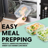 GOURMETmaxx Glas-Frischhaltedosen Klick-it mit Mikrowellen-Ventil, 6-teilig, grau, auslaufsicher und mikrowellengeeignet.