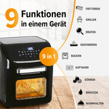 MAXXMEE Heißluft-Fritteuse Digital schwarz mit 9 Funktionen wie Frittieren, Grillen, Braten, Backen und Dörren.
