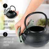 LUMALAND Geschirr-Set Asia Hobnail Design - 3-tlg. Gusseiserne Teekanne mit Deckel und edlem japanischen Tetsubin-Design.