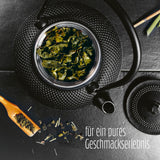 LUMALAND Geschirr-Set Asia Hobnail Design - 3-tlg. Gusseiserne Teekanne mit Sieb und Bambuslöffel für asiatischen Teegenuss.