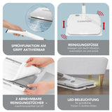 CLEANmaxx Akku-Vibrationsmopp - Weiß mit Sprühfunktion, Vibration, abnehmbaren Tüchern und LED-Beleuchtung für gründliches Putzen.