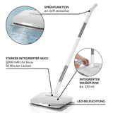 CLEANmaxx Akku-Vibrationsmopp - Weiß mit LED-Beleuchtung, Sprühfunktion, integriertem Akku und Wassertank für schonendes, kabelloses Reinigen.