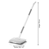 CLEANmaxx Akku-Vibrationsmopp - Weiß mit LED-Beleuchtung, kabellos, 115 cm lang, 30,4 cm breit, für empfindliche Böden geeignet.