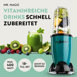 GOURMETmaxx Mr. Mixer Küchenmaschine Smaragdgrün, 18-tlg, vielseitig für Mixen, Rühren, Mahlen und blitzschnelle Zubereitung.